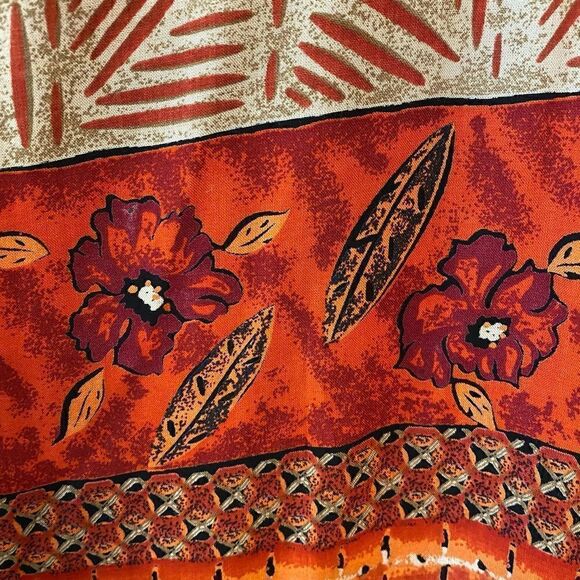 Willy’s New York Sz 10/12* Orange Rust Bali Tropical Sleeveless Vtg Tank Dress - Picture 6 of 8